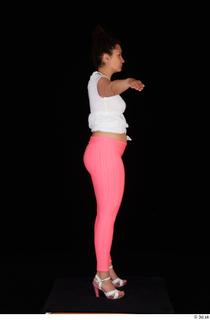  Leticia casual dressed pink leggings standing t poses white sandals white t shirt whole body 0007.jpg